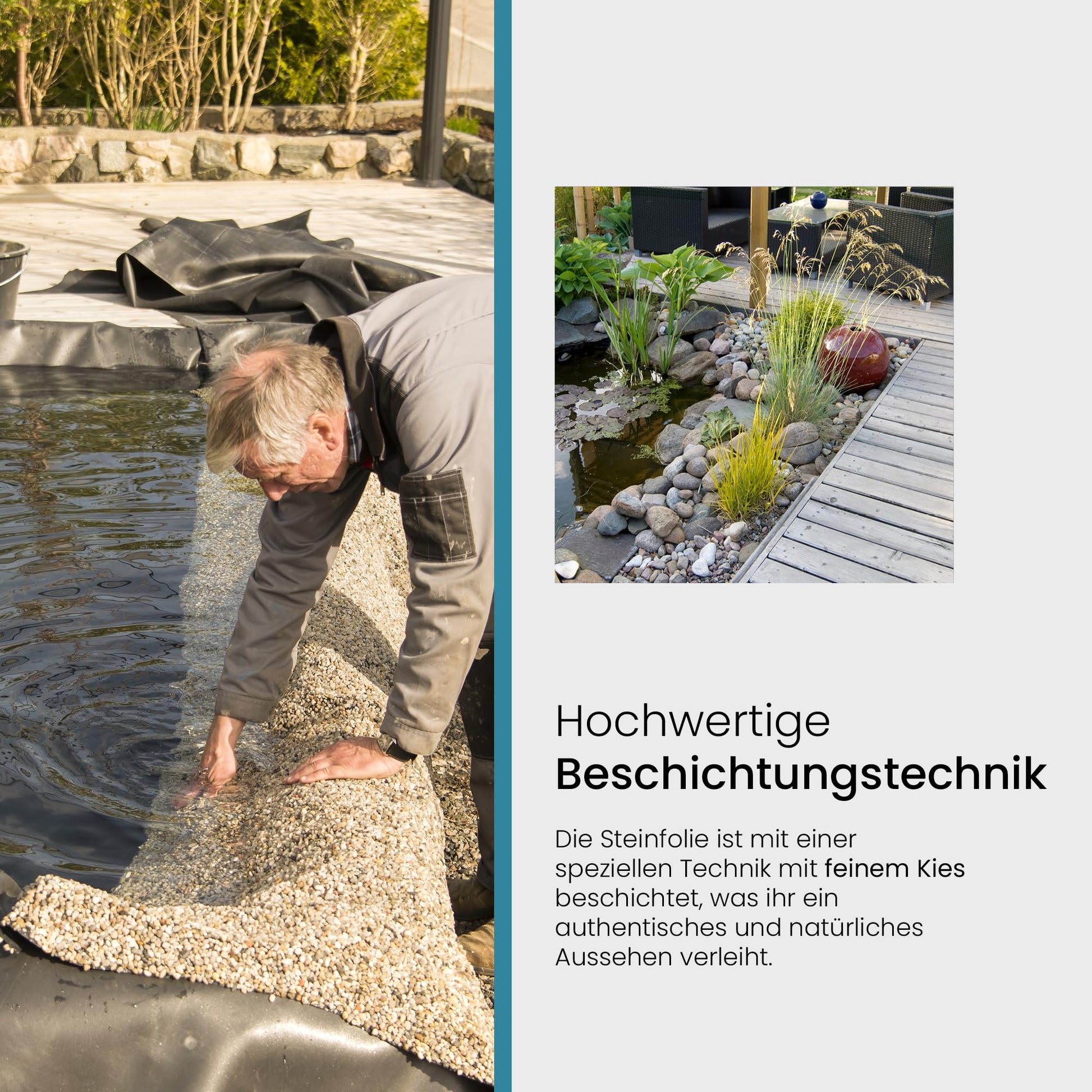 TeichVision Steinfolie für Teichrand, Teichufer und Bachlauf - Teichbedarf24
