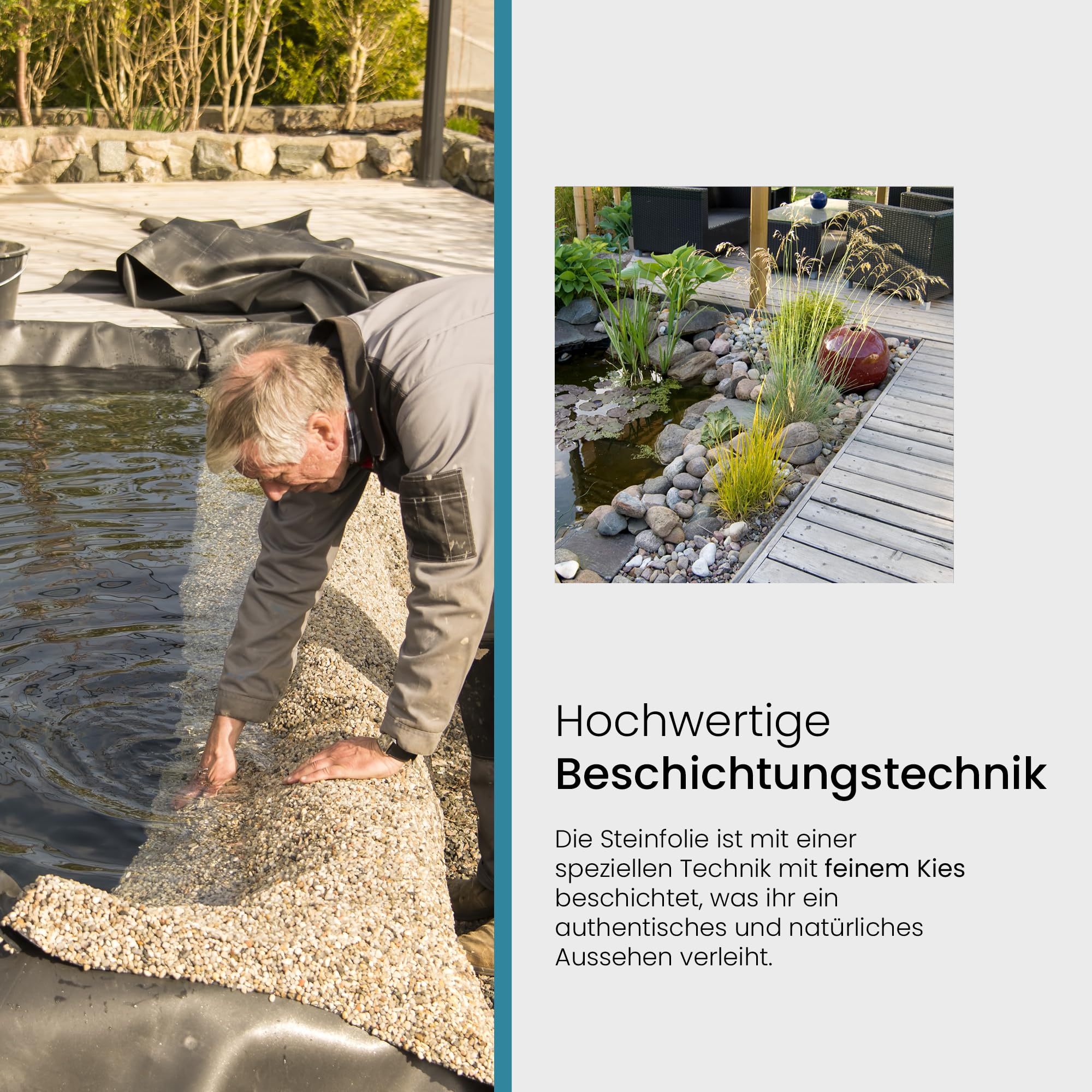 TeichVision Steinfolie für Teichrand, Teichufer und Bachlauf - Teichbedarf24