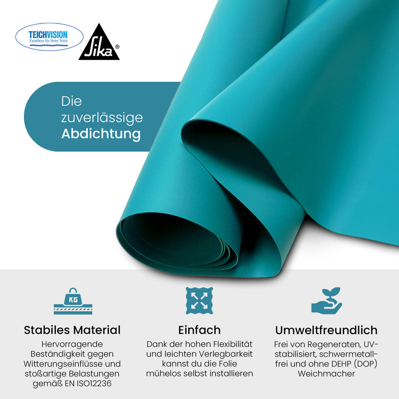 TeichVision® PVC Teichfolie 1,0 mm - Türkis - Teichbedarf24