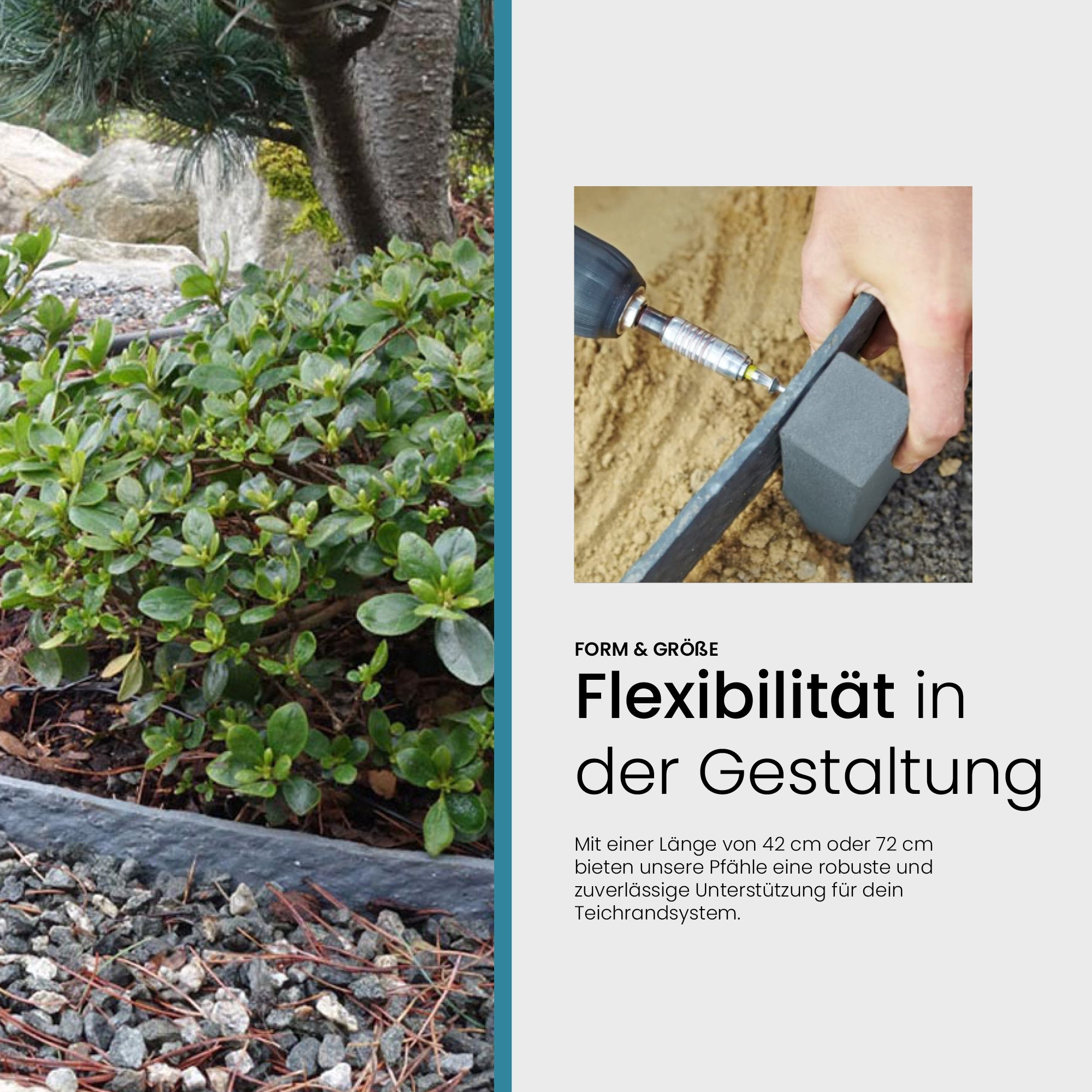 TeichVision Teichrandband befestigungspfähle für stabile Wasserpflanzen und Teichränder, grüne flexible Befestigungspfähle