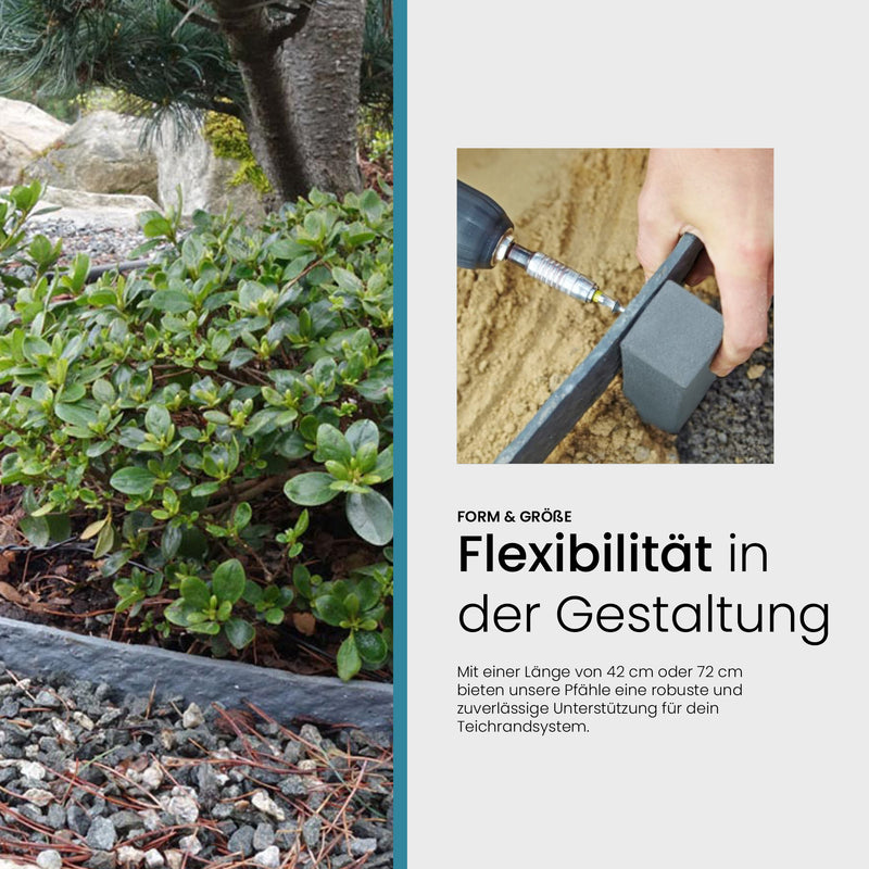 TeichVision Teichrandband befestigungspfähle für stabile Wasserpflanzen und Teichränder, grüne flexible Befestigungspfähle
