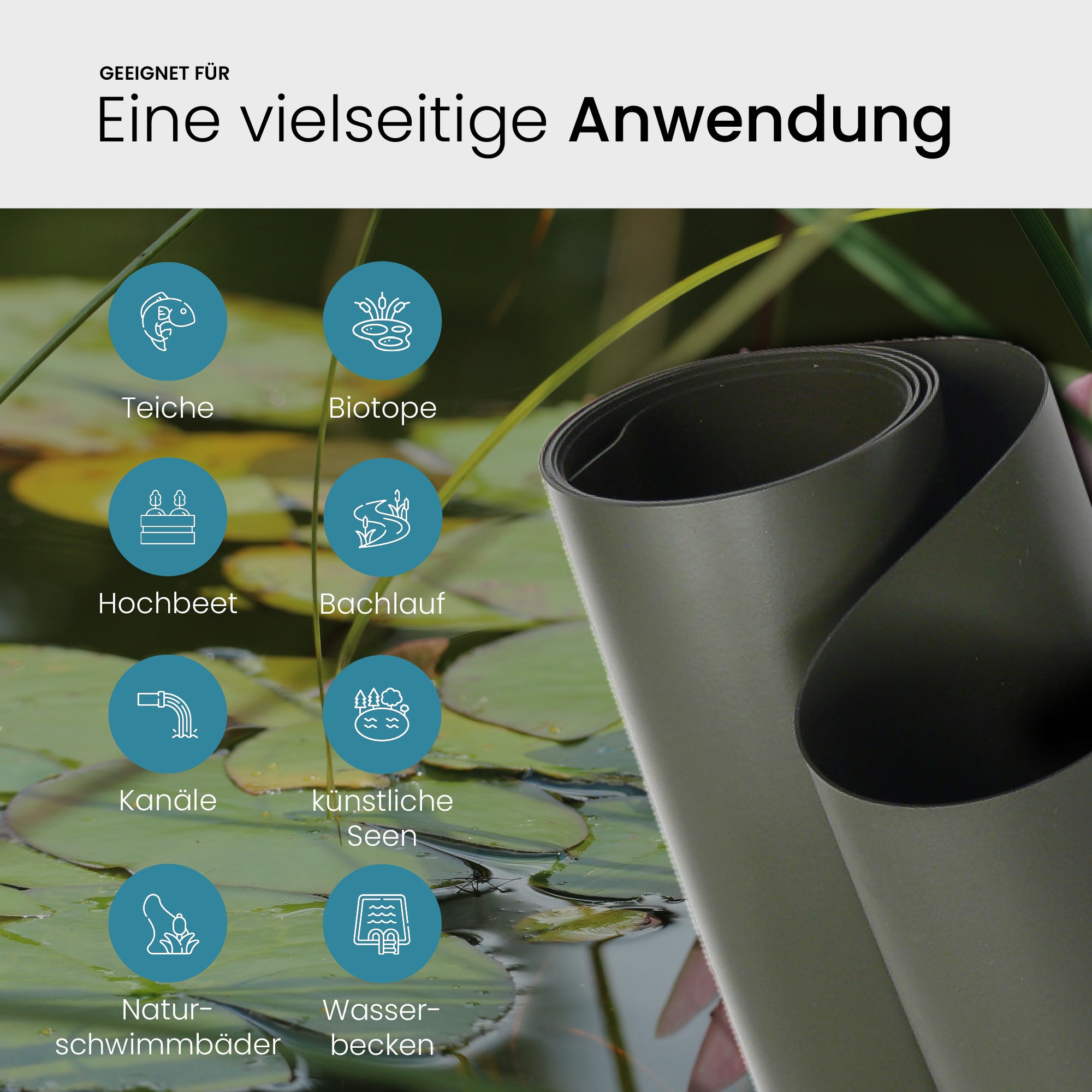 TeichVision® PVC Teichfolie 1,5 mm - Oliv - Teichbedarf24