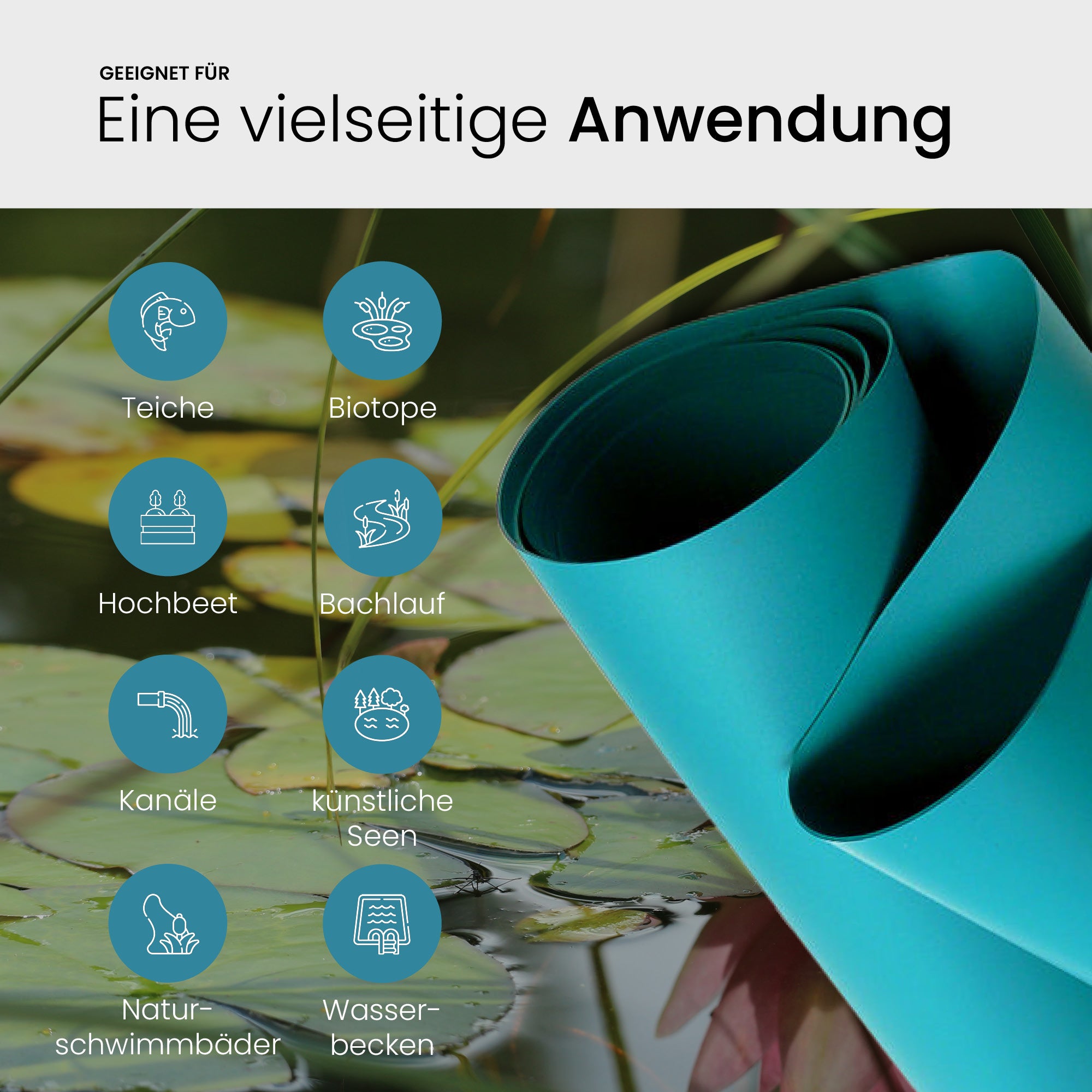 TeichVision® PVC Teichfolie 1,0 mm - Türkis - Teichbedarf24