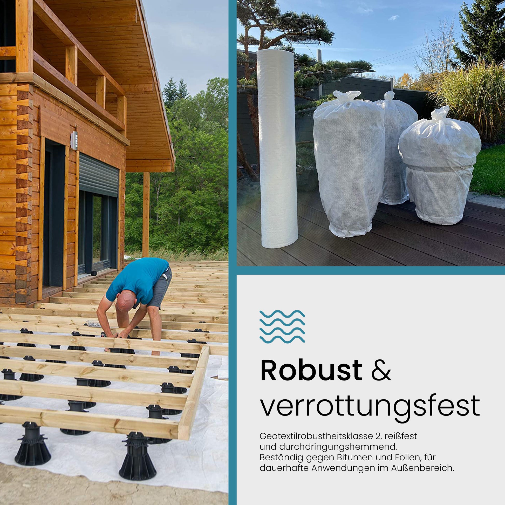 DeRiTex Drainage- und Filtervlies 200g/m², grau, für Drainage- und Filterschichten, textile Baufolie