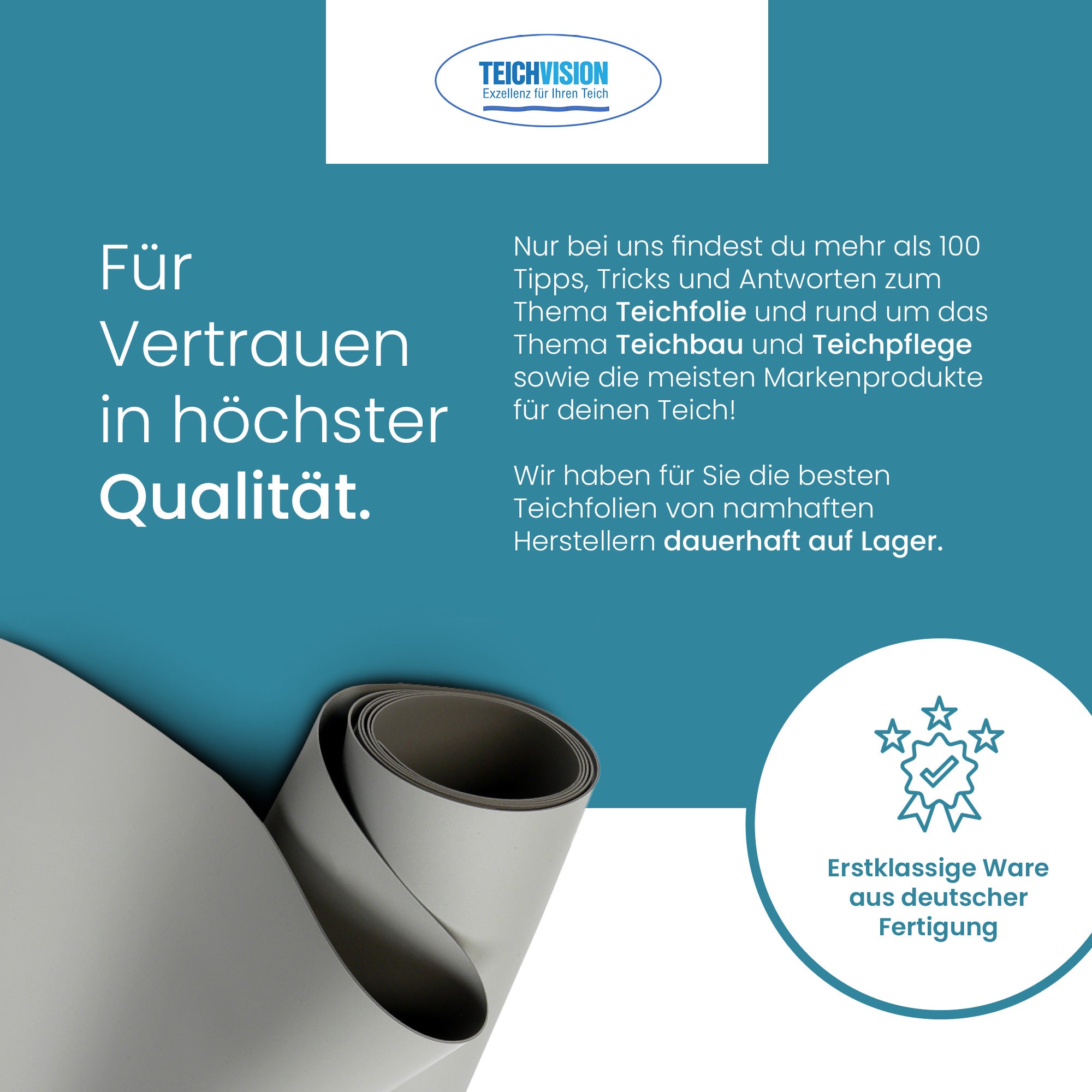 TeichVision® PVC Teichfolie 1,5 mm - Hellgrau - Teichbedarf24