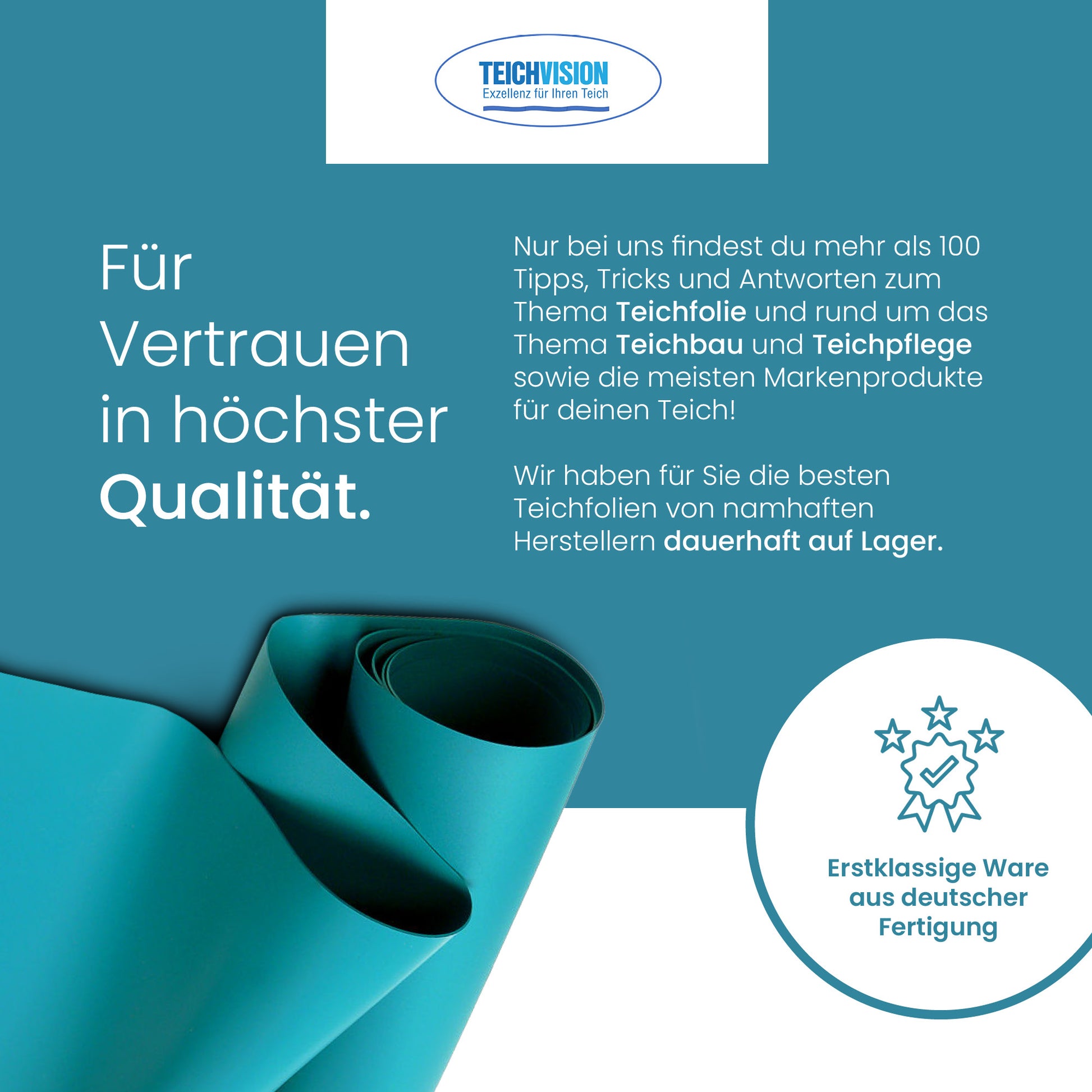 TeichVision® PVC Teichfolie 1,0 mm - Türkis - Teichbedarf24