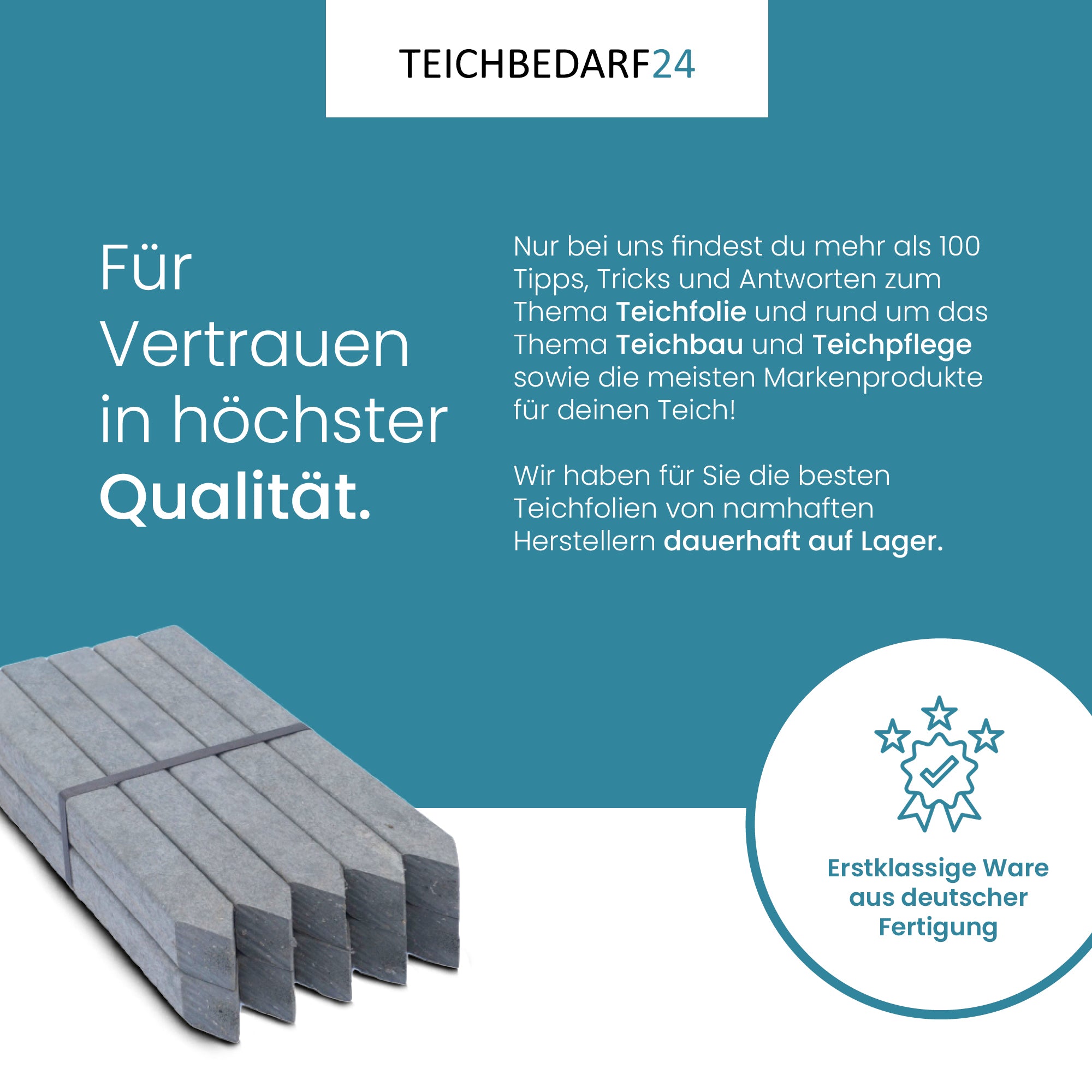 TeichVision Teichrandband mit Befestigungspfählen, flexible Wasserpflanzensicherung für Teiche, robuste Befestigungen für Teichränder