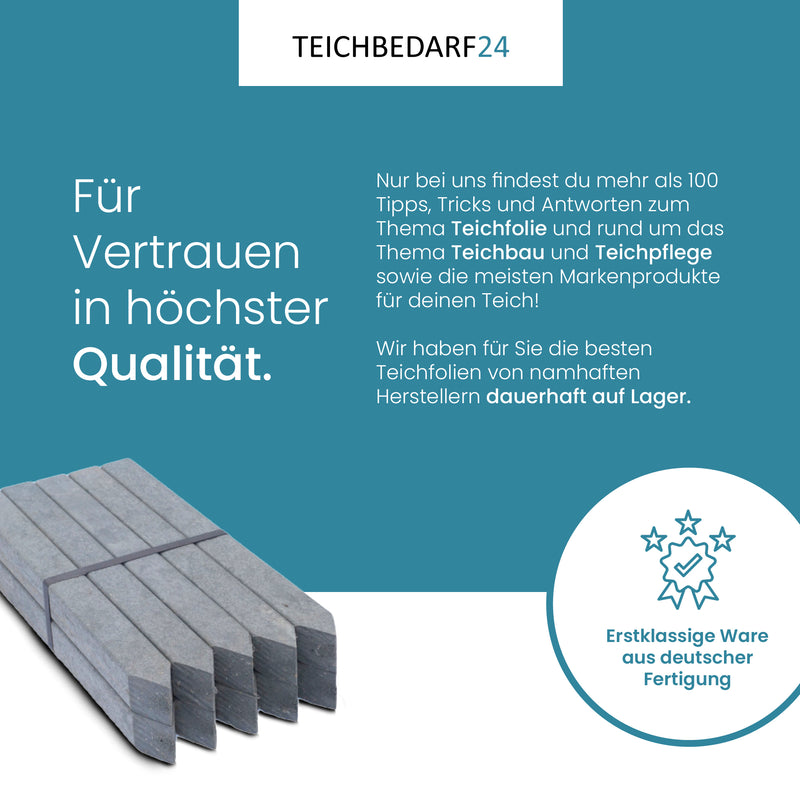 TeichVision Teichrandband mit Befestigungspfählen, flexible Wasserpflanzensicherung für Teiche, robuste Befestigungen für Teichränder