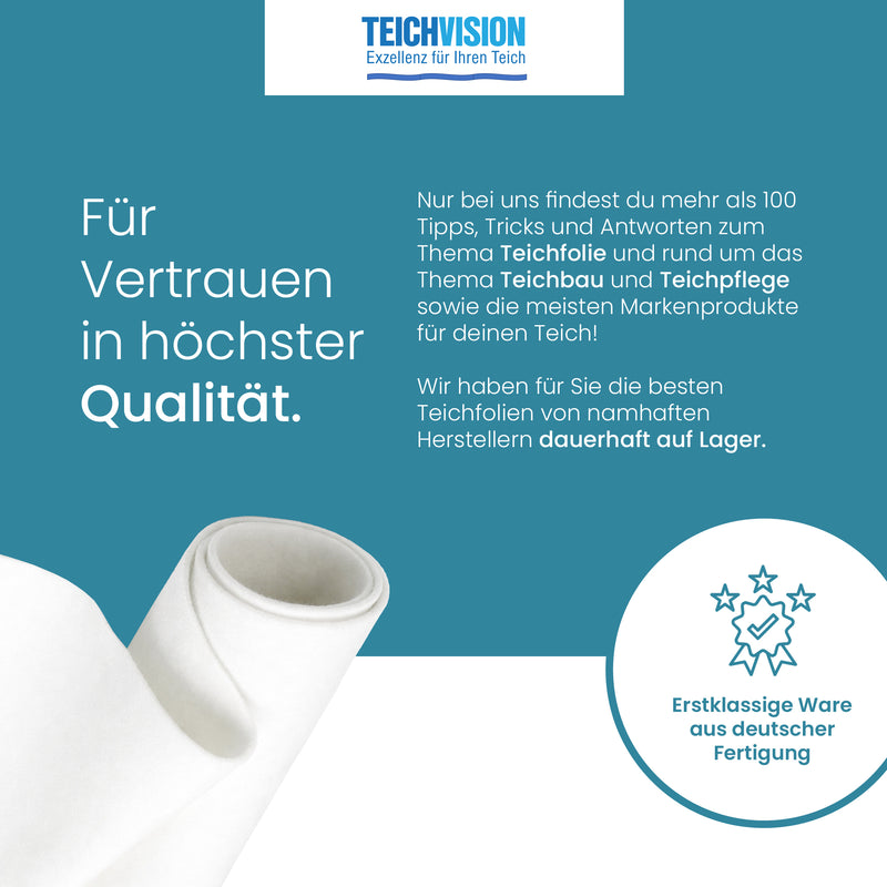 Weiße Teich- und Schutzvlies von Amarell und Fleischhauer, Premium Teichvlies, 300 g/m², für Teiche und Garten.