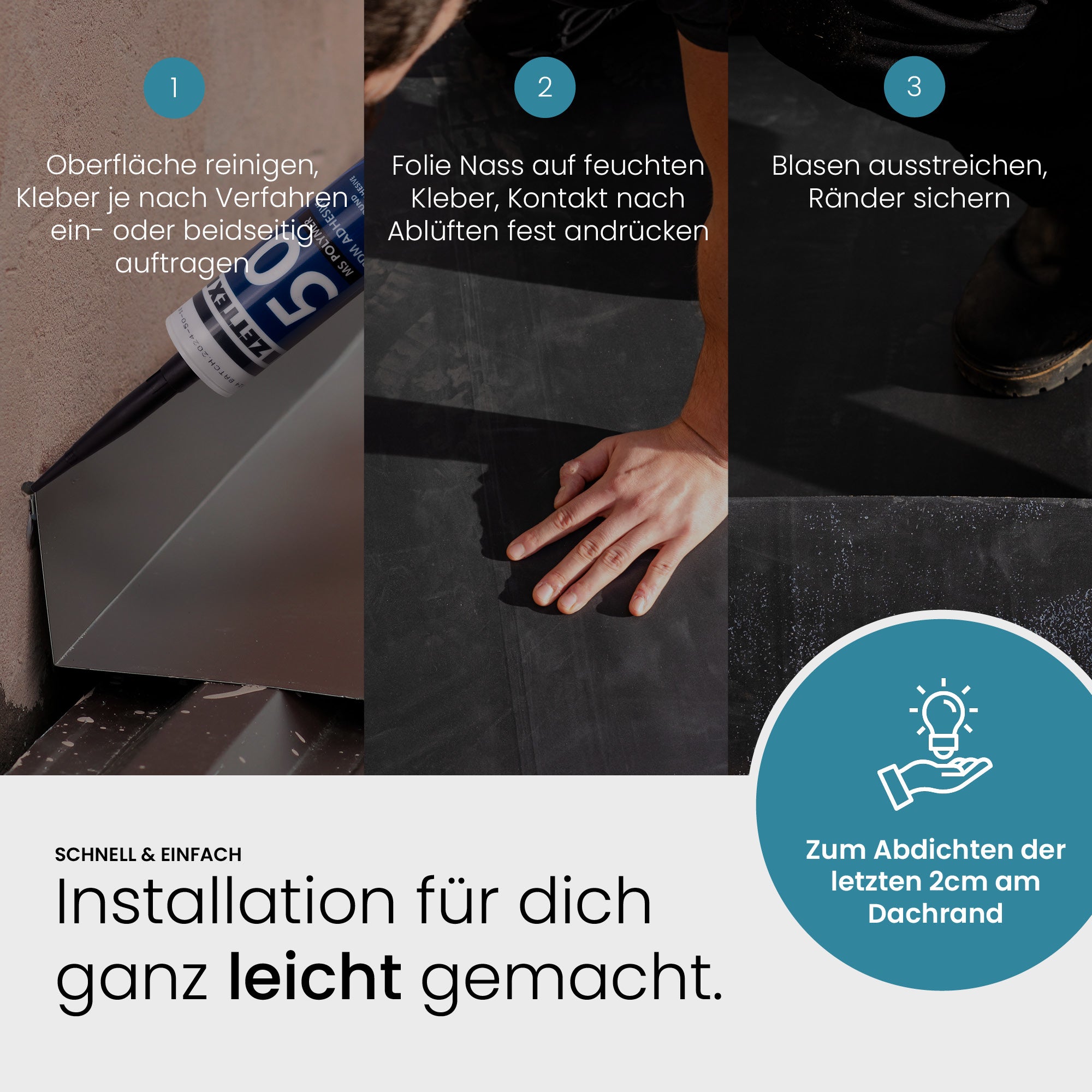 Schwarzer Zettex MS50 MS-Polymer Abdichtungskleber auf einer Oberfläche, vielseitiger Allzweck-Kleber für verschiedene Anwendungen.
