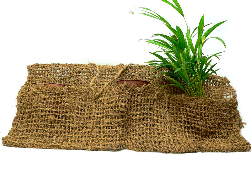 TeichVision Pflanztasche aus Kokos, ca. 100 cm breit, mit drei Taschen für den Teichgarten, natürliche Pflanzgefäße aus Kokosfaser