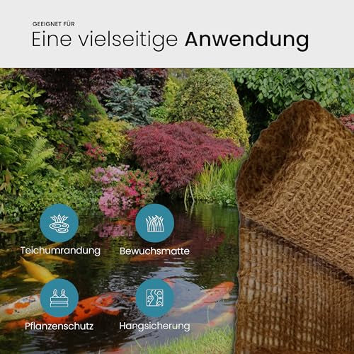 TeichVision Kokos-Böschungsmatte – 1 m Breite für Teichrand & Erosionsschutz - Teichbedarf24