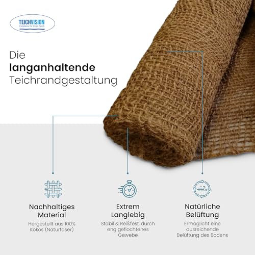 TeichVision Kokos-Böschungsmatte – 1 m Breite für Teichrand & Erosionsschutz - Teichbedarf24