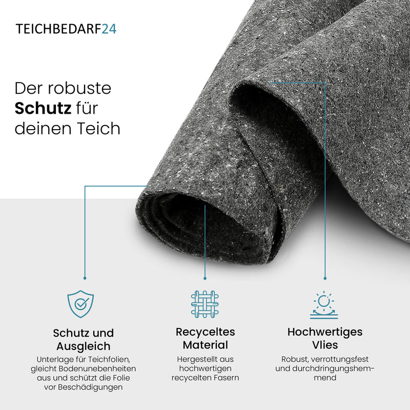 TeichVision Teichvlies, Schutzvlies Pro 1000g/m² - grau - Teichbedarf24