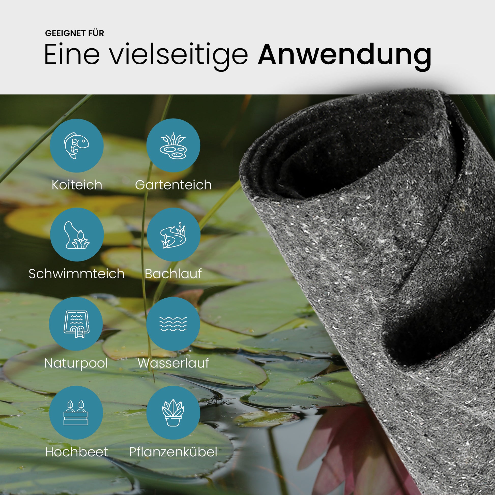 TeichVision Teichvlies, Schutzvlies Classic 300g/m² - grau - Teichbedarf24