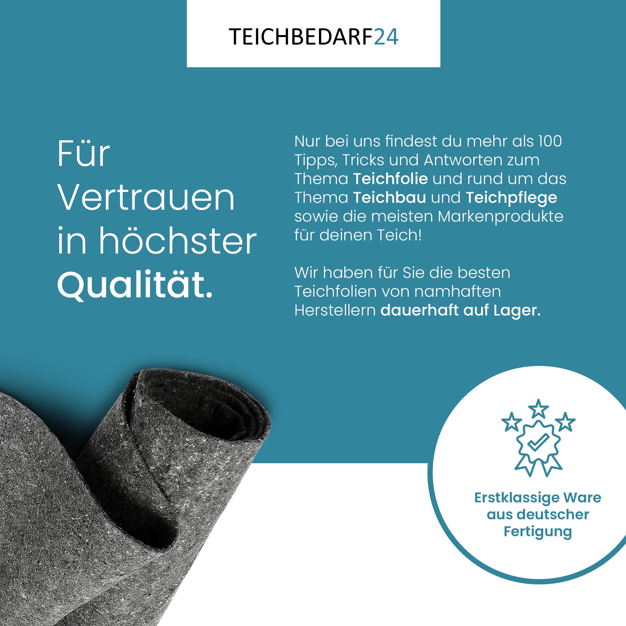 TeichVision Teichvlies, Schutzvlies Pro 1000g/m² - grau - Teichbedarf24