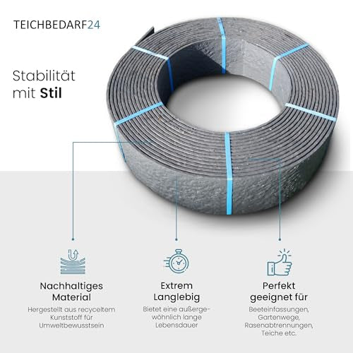 TeichVision Teichrandband / Rasenkante – 14 cm Breite, stabil & flexibel - Teichbedarf24