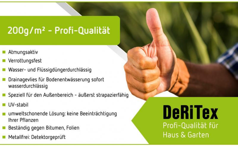DeRiTex 200g/m² - Drainagevlies, Filtervlies - GRK 2 - Teichbedarf24