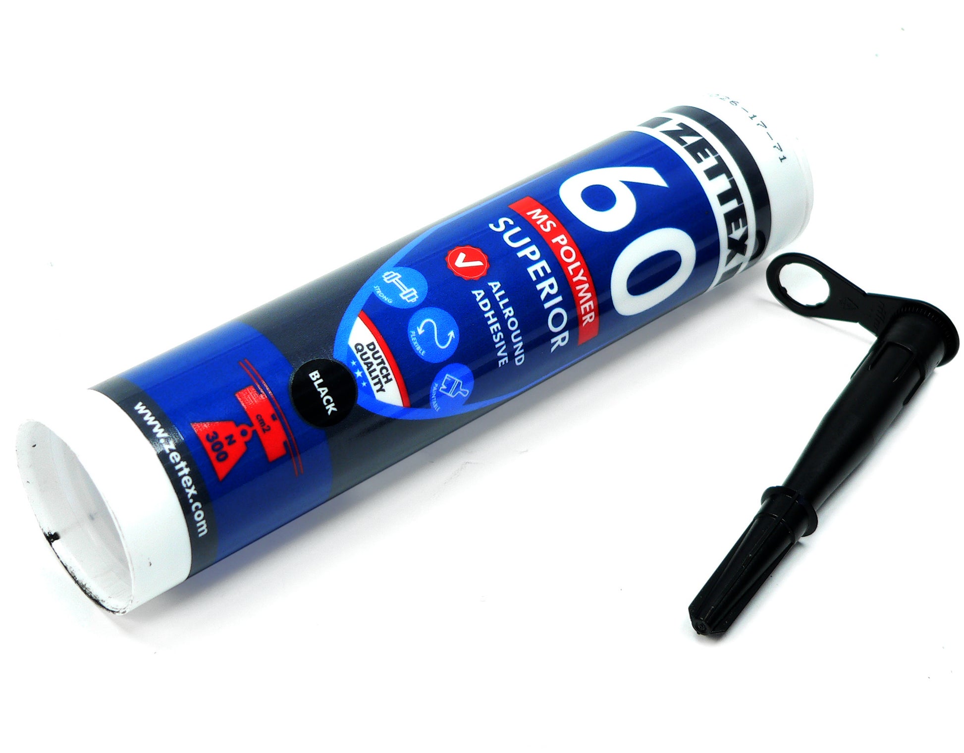 Schwarzer Zettex MS60 Allzweck-Kleber und Dichtstoff aus MS-Polymer, vielseitig einsetzbarer Kleber für verschiedene Anwendungen.