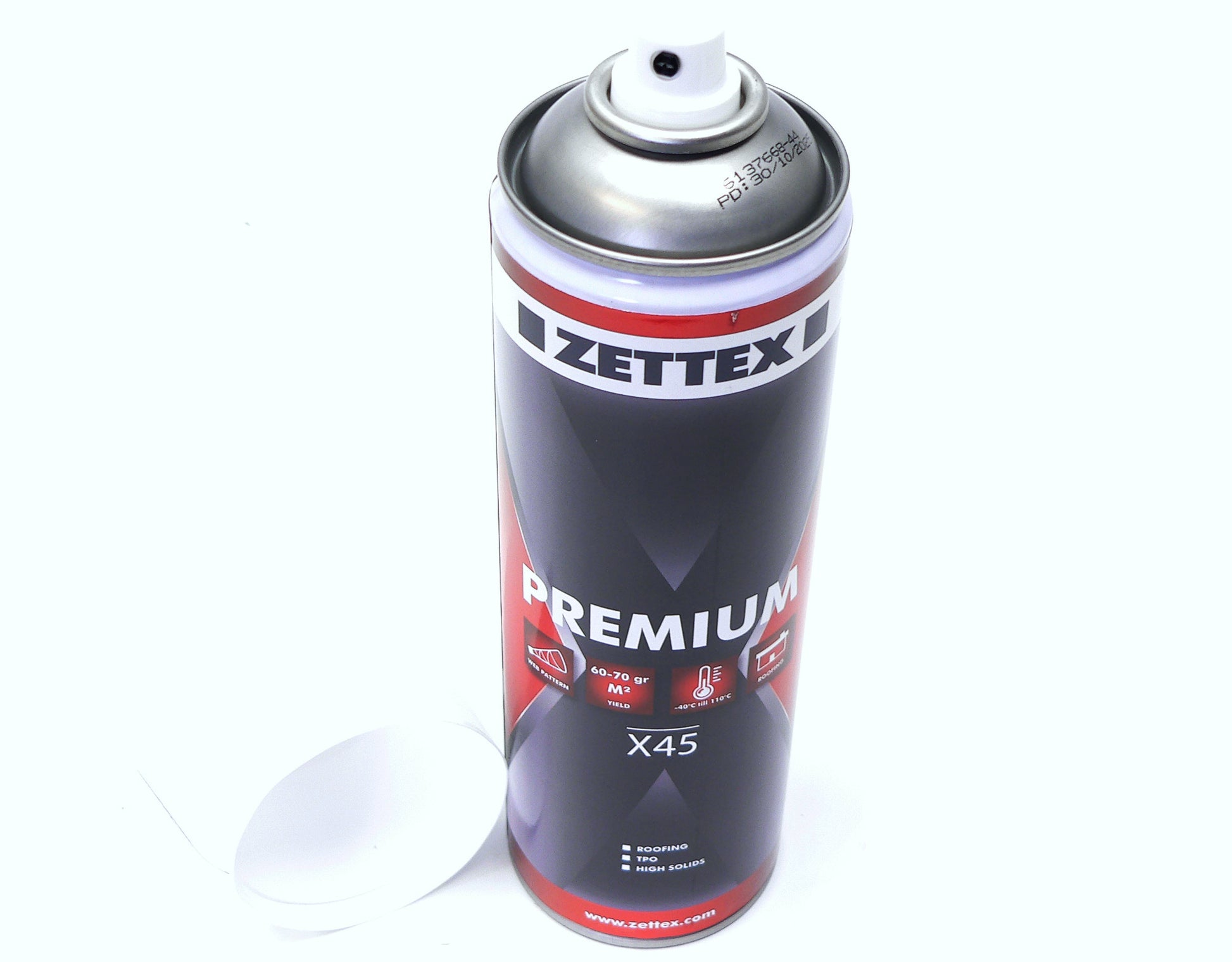 Zettex X45 Sprühkleber für Vlies, 500ml, in Sprayflasche, zeigt den Zettex Sprühkleber für flexible Vliesstoffe.
