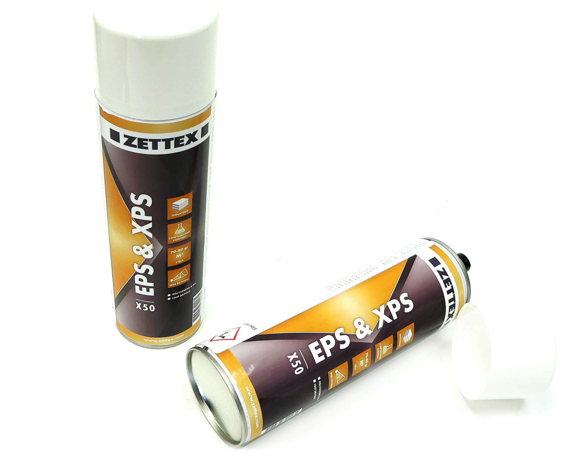 Zettex X50 Sprühkleber für Dämmstoffe, flexible Anwendung, aerosolbasierter Kleber, ideal für Dämmmaterialien, sichtbares Produkt.